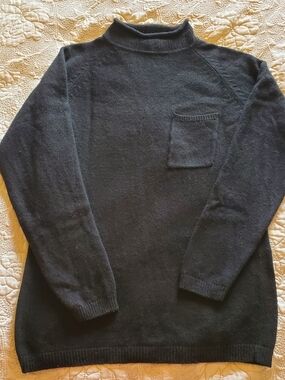 Rafferty Classic Black Mock Neck Sweater with Pocket | Cozy Knit | Women's